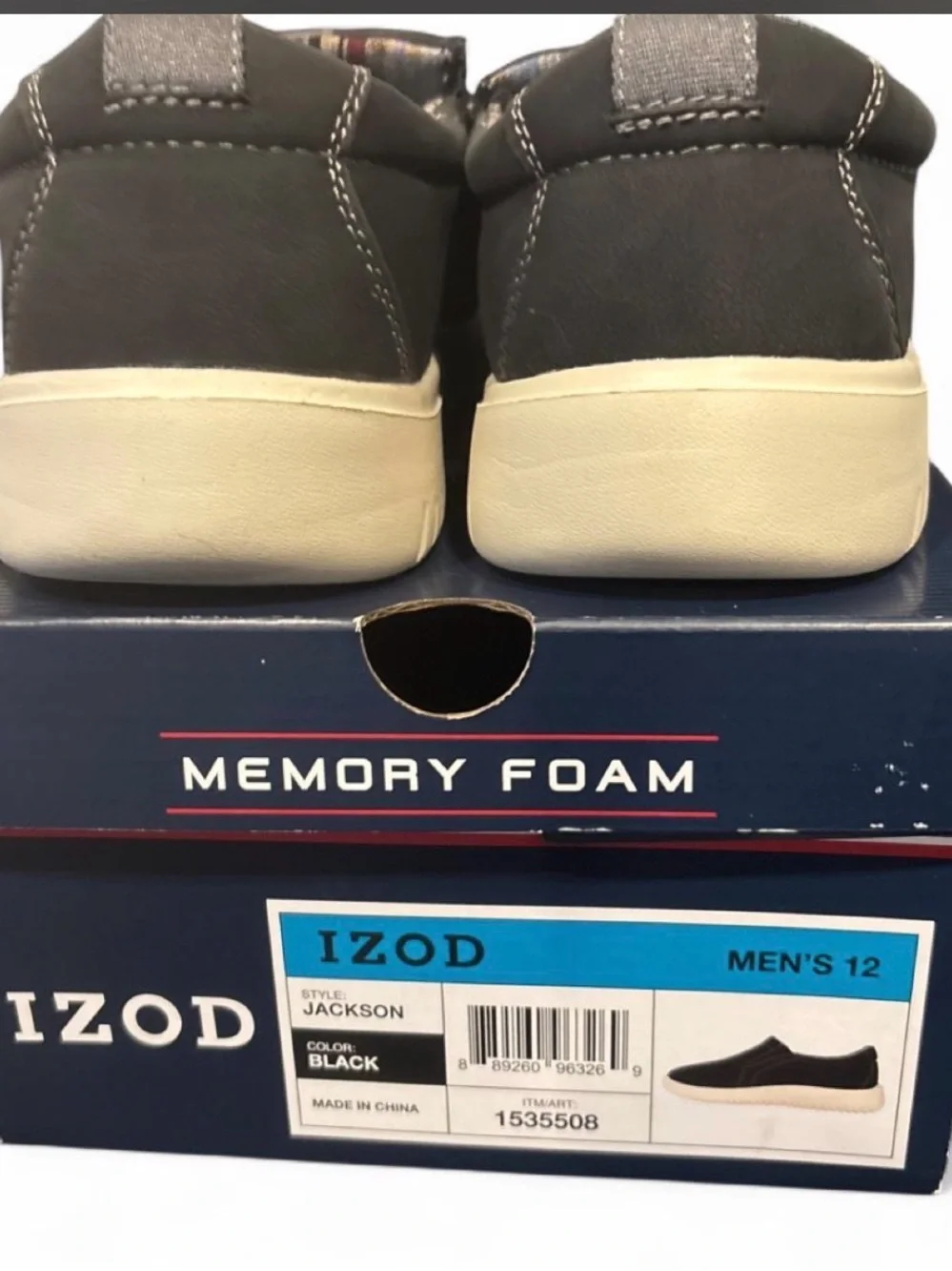 Izod Men's Slip-On Loafers in Dark Gray with White Sole